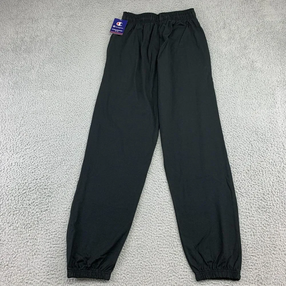 Champion Joggers Mens Small Black‎ Closed Hem Lightweight 100% Cotton Pants NWT